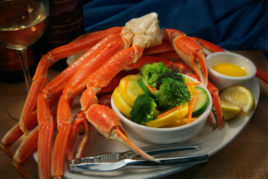 crab legs and vegetables