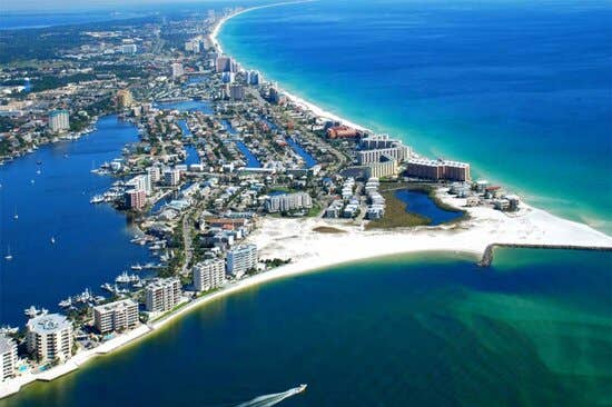 Aerial view of Florida gulf with beautiful blue water